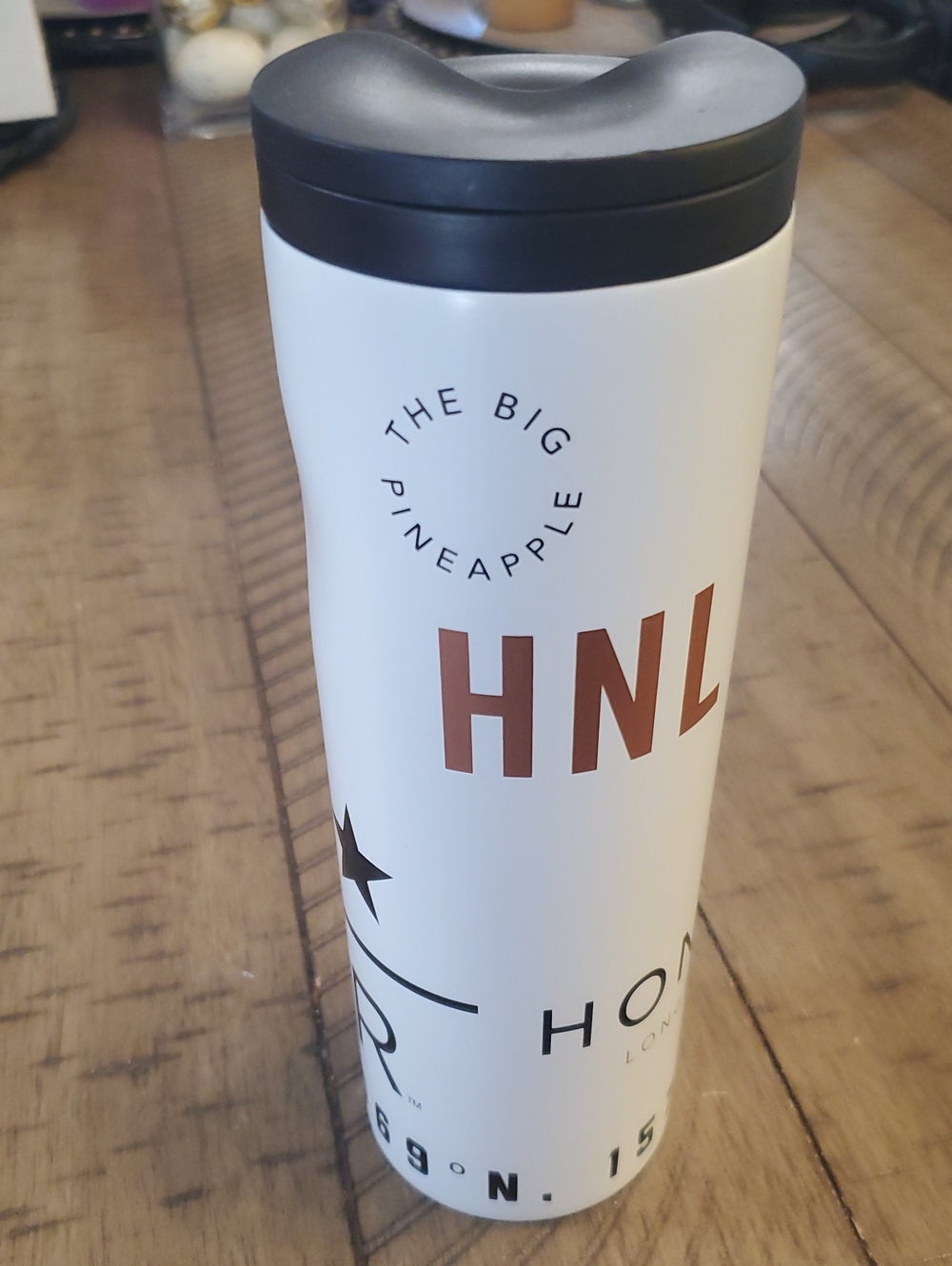 Starbucks HNL White Travel Tumbler with Black Lid